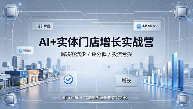 AI+实体门店增长实战营，解决客流少/评分低/投流亏损；矩阵霸屏+本地推打通同城增收路径-抖音新作品监控助手