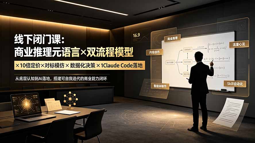 线下闭门课：商业推理元语言×双流程模型×10倍定价×对标模仿×数据化决策×Claude Code落地，击穿认知盲区-抖音新作品监控助手