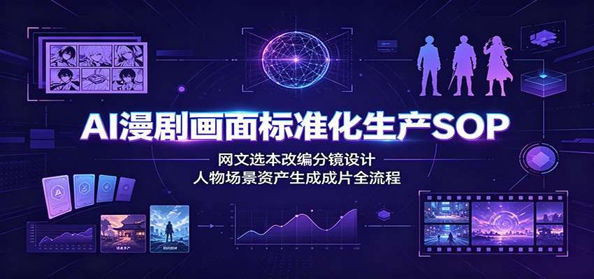 AI漫剧画面标准化生产SOP：网文选本改编分镜设计，人物场景资产生成成片全流程-抖音新作品监控助手