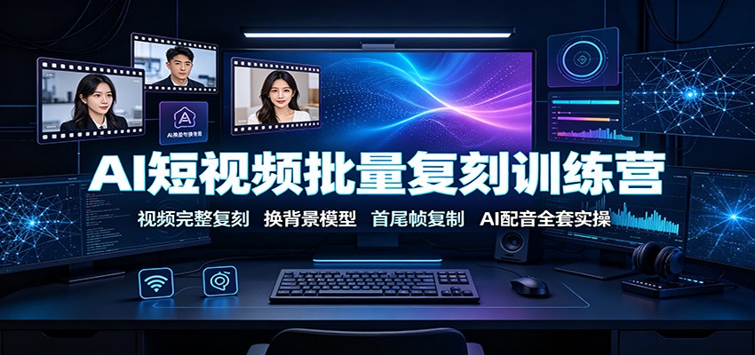 AI短视频批量复刻训练营：视频完整复刻，换背景模型、首尾帧复制、AI配音全套实操-抖音新作品监控助手
