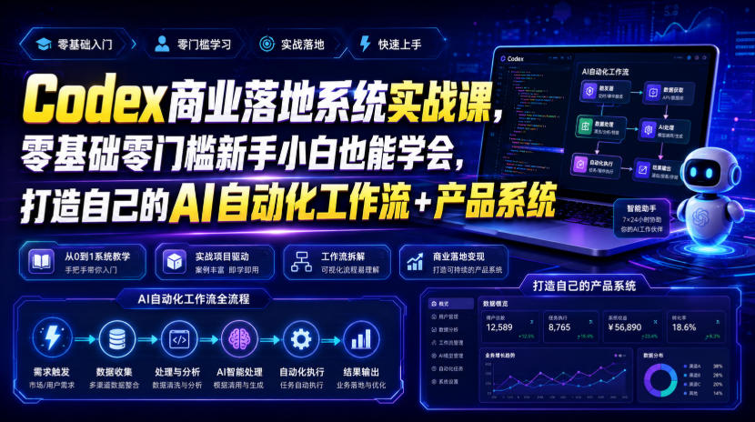 Codex商业落地系统实战课，零基础零门槛新手小白也能学会，打造自己的AI自动化工作流+产品系统-抖音新作品监控助手