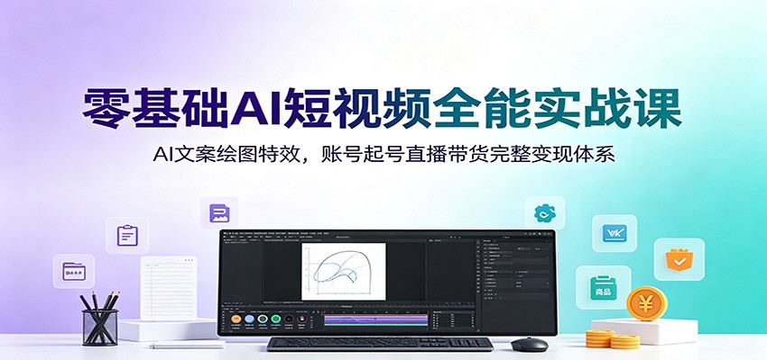 零基础AI短视频全能实战课：AI文案绘图特效，账号起号直播带货完整变现体系-抖音新作品监控助手