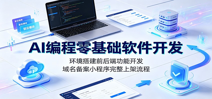 AI编程零基础软件开发：环境搭建前后端功能开发，域名备案小程序完整上架流程-抖音新作品监控助手