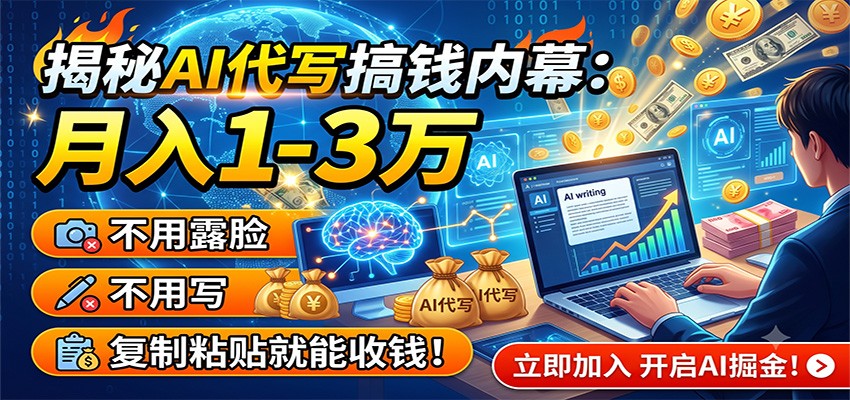 揭秘AI代写搞钱内幕：月入1-3万，不用露脸不用写，复制粘贴就能收钱！-抖音新作品监控助手