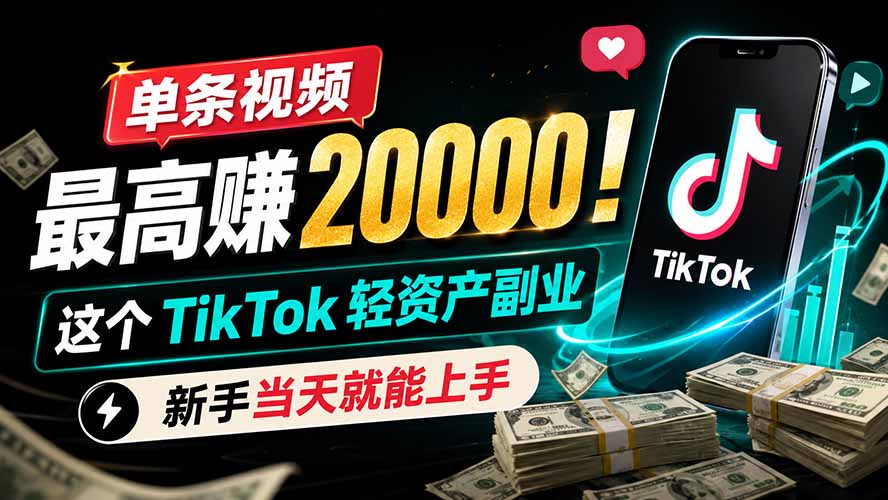 单条视频最高赚 20000！这个 TikTok 轻资产副业，新手当天就能上手-抖音新作品监控助手