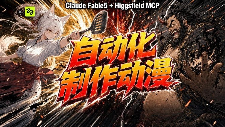 AI自动化动漫制作！Claude Fable 5接入Higgsfield MCP，直接生成完整创意内容-抖音新作品监控助手