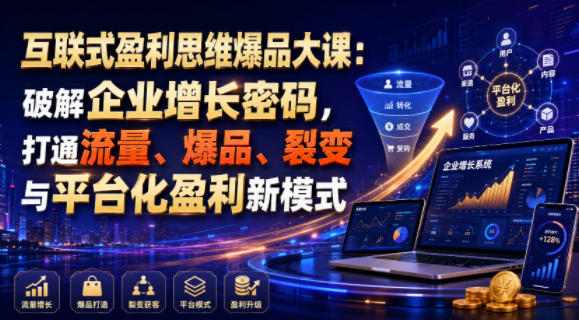 互联式盈利思维爆品大课：破解企业增长密码，打通流量、爆品、裂变与平台化盈利新模式-抖音新作品监控助手