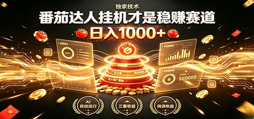 别再瞎找副业！番茄达人挂机才是稳赚赛道 日入1000+-抖音新作品监控助手