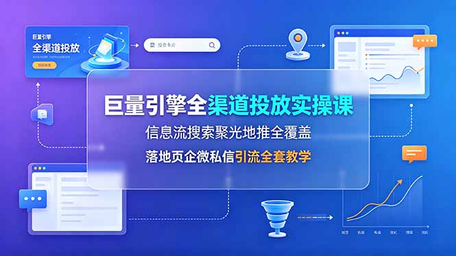 巨量引擎全渠道投放实操课，信息流搜索聚光地推全覆盖，落地页企微私信引流全套教学-抖音新作品监控助手