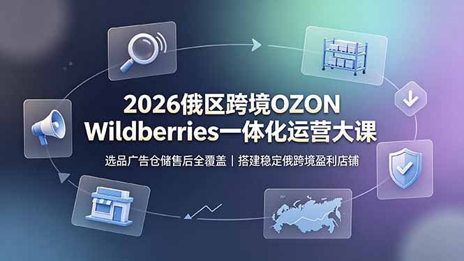 2026俄区跨境OZON Wildberries一体化运营大课，选品广告仓储售后全覆盖，搭建稳定俄跨境盈利店铺-抖音新作品监控助手