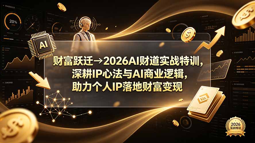财富跃迁→2026AI财道实战特训，深耕IP心法与AI商业逻辑，助力个人IP落地财富变现-抖音新作品监控助手