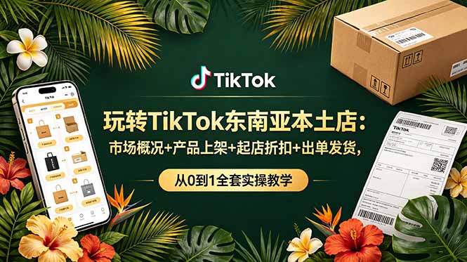 玩转TikTok东南亚本土店：市场概况+产品上架+起店折扣+出单发货，从0到1全套实操教学-抖音新作品监控助手