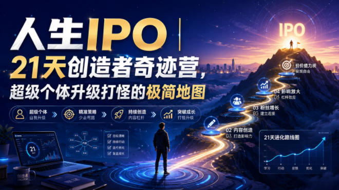 人生IPO︱21天创造者奇迹营，超级个体升级打怪的极简地图-抖音新作品监控助手