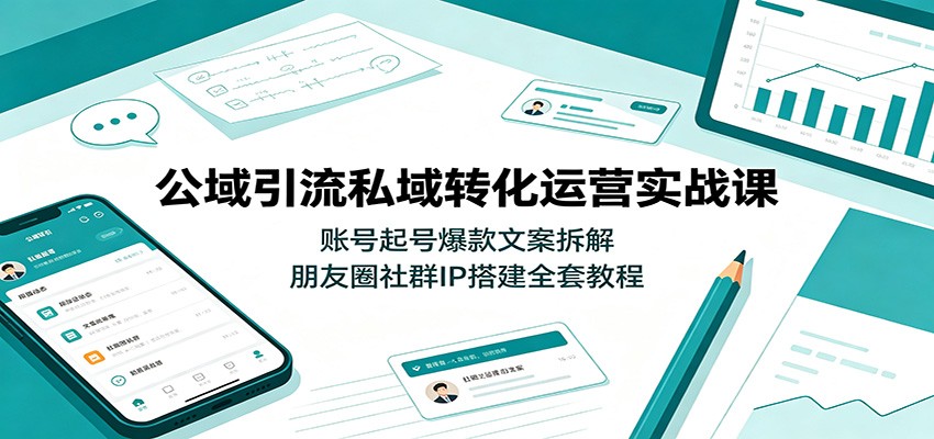 公域引流私域转化运营实战课：账号起号爆款文案拆解，朋友圈社群IP搭建全套教程-抖音新作品监控助手