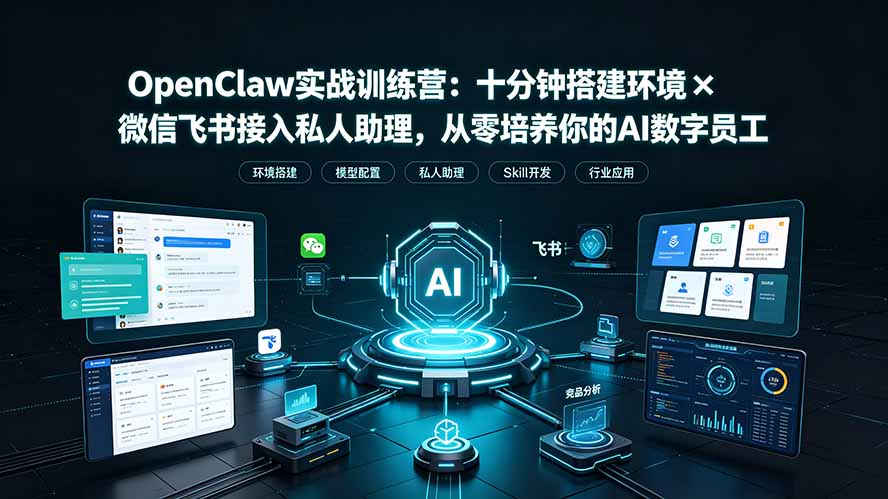 OpenClaw实战特训营：十分钟搭建环境×微信飞书接入私人助理，从零培养你的AI数字员工-抖音新作品监控助手
