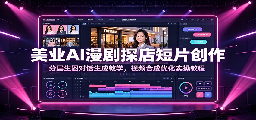 美业AI漫剧探店短片创作:分层生图对话生成教学,视频合成优化实操教程-抖音新作品监控助手