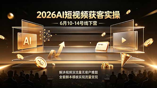 2026AI短视频获客实操6月10-14号线下营，解决视频没流量无客户难题，全套脚本模板实现流量变现-抖音新作品监控助手