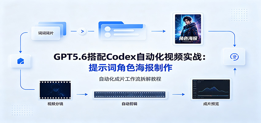 GPT5.6搭配Codex自动化视频实战：提示词角色海报制作，自动化成片工作流拆解教程-抖音新作品监控助手