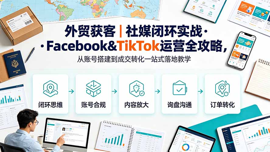 外贸获客｜社媒闭环实战·Facebook&TikTok运营全攻略，从账号搭建到成交转化一站式落地教学-抖音新作品监控助手