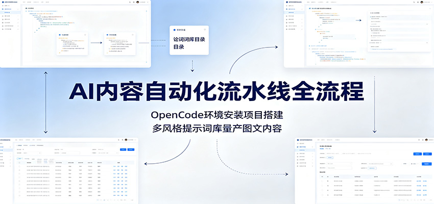 AI内容自动化流水线全流程：OpenCode环境安装项目搭建，多风格提示词库量产图文内容-抖音新作品监控助手