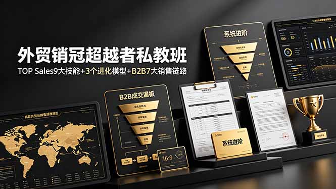 外贸销冠超越者私教班：TOP Sales9大技能+3个进化模型+B2B7大销售链路，系统进阶-抖音新作品监控助手