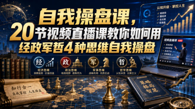 自我操盘课，20节视频直播课教你如何用经政军哲4种思维自我操盘-抖音新作品监控助手