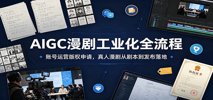 AIGC漫剧工业化全流程：账号运营版权申请，真人漫剧从剧本到发布落地-抖音新作品监控助手