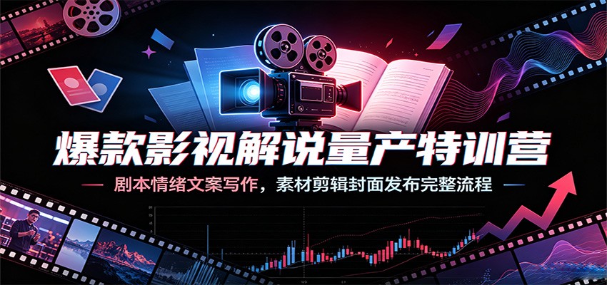 爆款影视解说量产特训营：剧本情绪文案写作，素材剪辑封面发布完整流程-抖音新作品监控助手