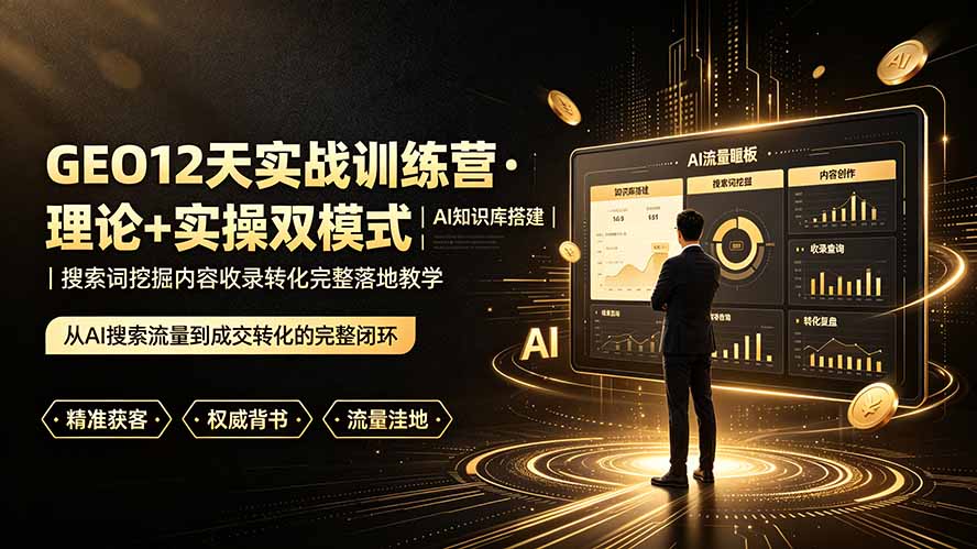 GEO12天实战训练营·理论+实操双模式｜AI知识库搭建｜搜索词挖掘内容收录转化完整落地教学-抖音新作品监控助手