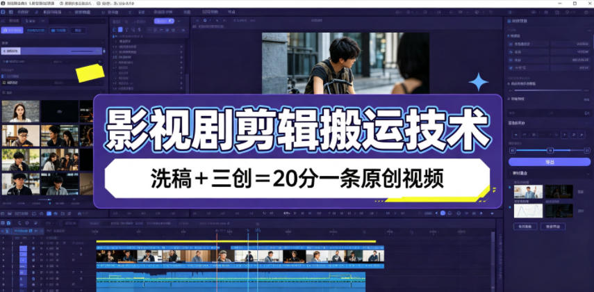 影视剧剪辑搬运技术，洗稿+三创=20分一条原创视频-抖音新作品监控助手