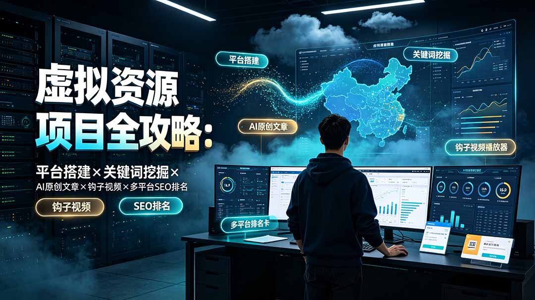 虚拟资源项目全攻略：平台搭建×关键词挖掘×AI原创文章×钩子视频×多平台SEO排名-抖音新作品监控助手
