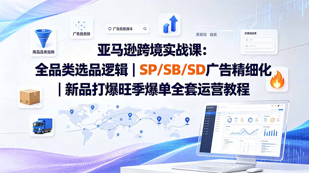 亚马逊跨境实战课-更新：全品类选品逻辑｜SP/SB/SD广告精细化｜新品打爆旺季爆单全套运营教程-抖音新作品监控助手