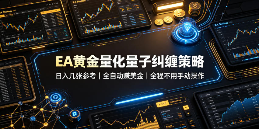 EA黄金量化量子纠缠策略，日入几张，全自动賺美金，全程不用手动操作！【揭秘】-抖音新作品监控助手