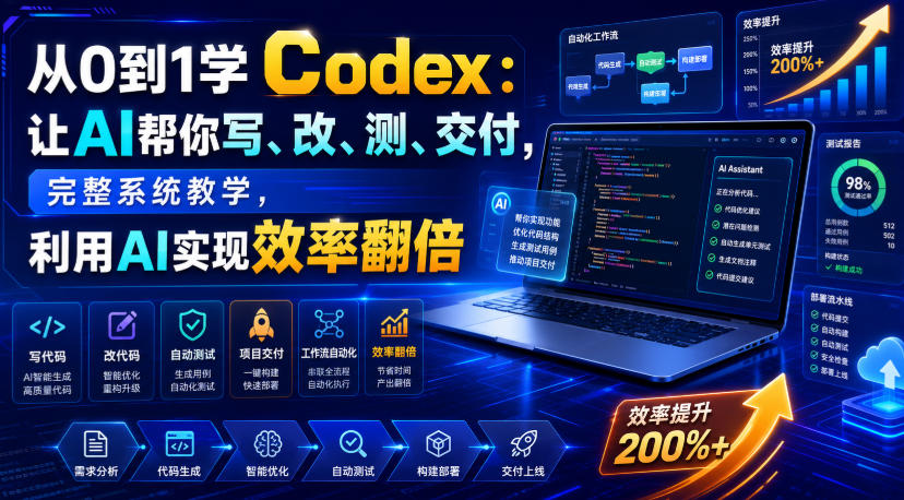 从0到1学Codex：让AI帮你写、改、测、交付，完整系统教学，利用AI实现效率翻倍-抖音新作品监控助手