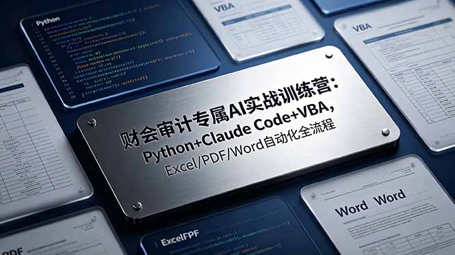 财会审计专属 AI实战训练营-更新：Python+Claude Code+VBA，Excel/PDF/Word自动化全流程-抖音新作品监控助手