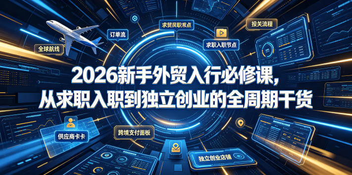 2026新手外贸入行必修课，从求职入职到独立创业的全周期干货-抖音新作品监控助手
