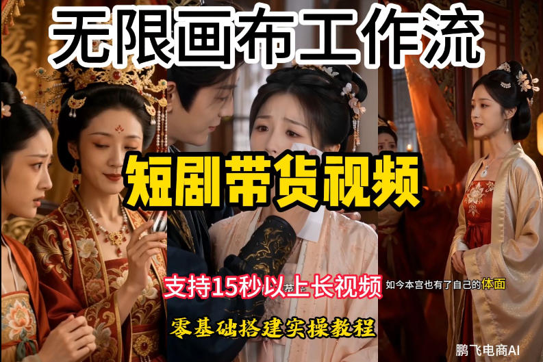 无限画布工作流制作短剧带货视频支持制作15秒以上视频，实操搭建教学，看完教程小白也能轻松搭建-抖音新作品监控助手