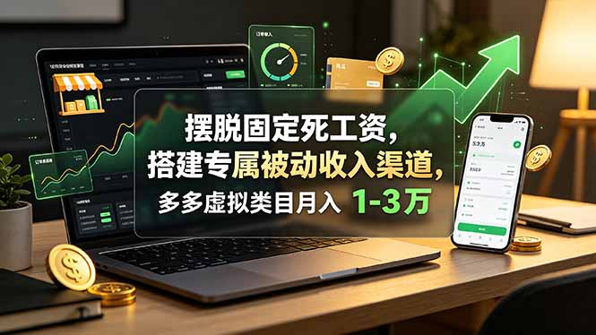 摆脱固定死工资，搭建专属被动收入渠道，多多虚拟类目月入 1-3 万-抖音新作品监控助手