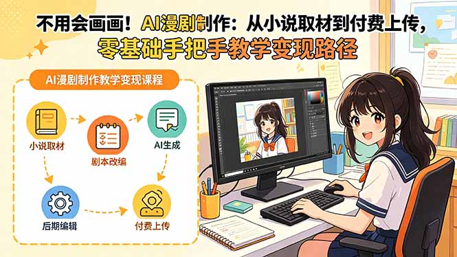 不用会画画！AI漫剧制作：从小说取材到付费上传，零基础手把手教学变现路径(更新-抖音新作品监控助手