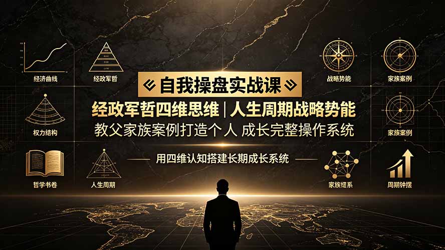 自我操盘实战课:经政军哲四维思维|人生周期战略势能|教父家族案例打造个人成长完整操作系统-抖音新作品监控助手