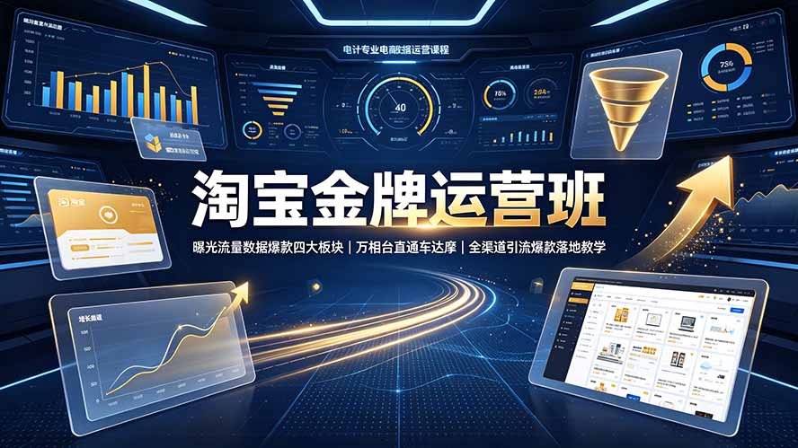 淘宝金牌运营班-7月：曝光流量数据爆款四大板块｜万相台直通车达摩｜全渠道引流爆款落地教学-抖音新作品监控助手