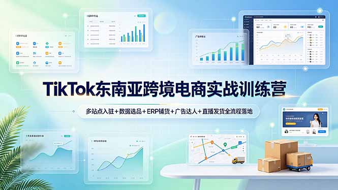 TikTok东南亚跨境电商实战训练营：多站点入驻+数据选品+ERP铺货+广告达人+直播发货全流程落地-抖音新作品监控助手