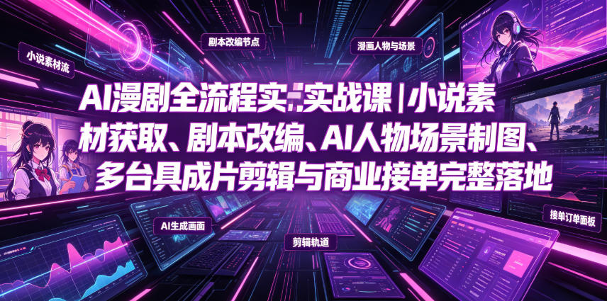 AI漫剧全流程实战课｜小说素材获取、剧本改编、AI人物场景制图、多工具成片剪辑、平台付费变现与商业接单完整落地-抖音新作品监控助手