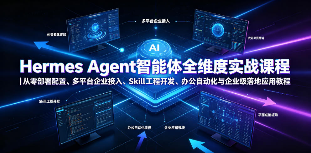Hermes Agent智能体全维度实战课程｜从零部署配置、多平台企业接入、Skill工程开发、办公自动化与企业级落地应用教程-抖音新作品监控助手