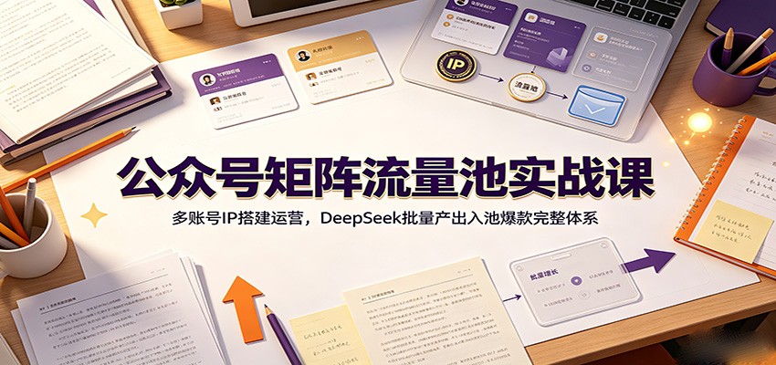 公众号矩阵流量池实战课：多账号IP搭建运营，DeepSeek批量产出入池爆款完整体系-抖音新作品监控助手