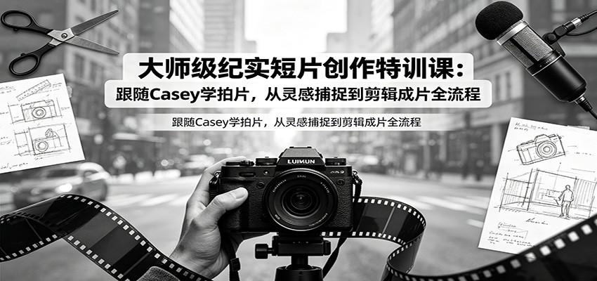 大师级纪实短片创作特训课：跟随Casey学拍片，从灵感捕捉到剪辑成片全流程-抖音新作品监控助手