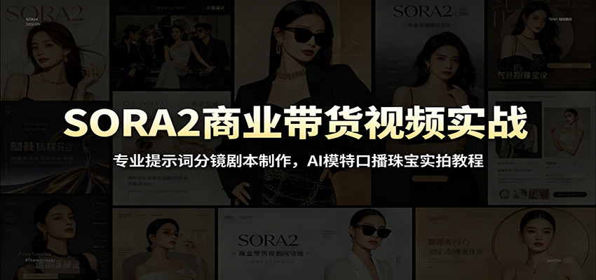 SORA2商业带货视频实战：专业提示词分镜剧本制作，AI模特口播珠宝实拍教程-抖音新作品监控助手