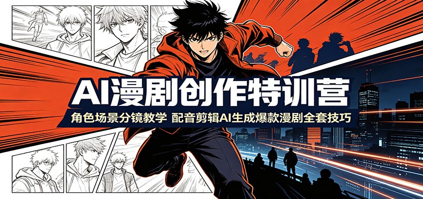 AI漫剧创作特训营：角色场景分镜教学，配音剪辑AI生成爆款漫剧全套技巧-抖音新作品监控助手