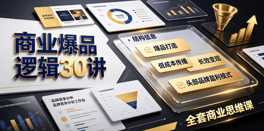 商业爆品逻辑30讲｜拆解各行各业头部品牌盈利模式，吃透爆品打造、低成本传播、长效变现全套商业思维课-抖音新作品监控助手
