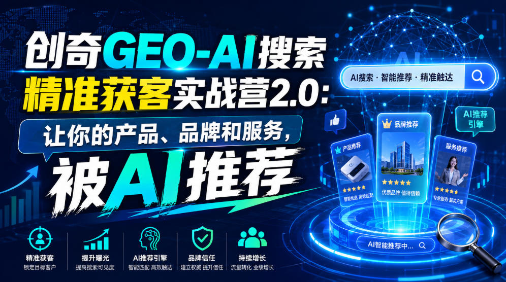 创奇GEO-AI搜索精准获客实战营2.0：让你的产品、品牌和服务，被AI推荐-抖音新作品监控助手